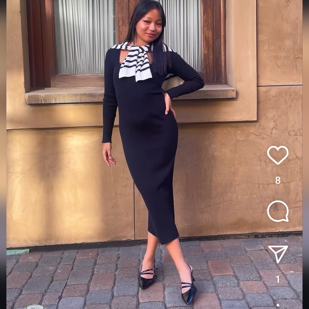 Amour Vert Square Neck Sweater Dress, Wool/Cotton